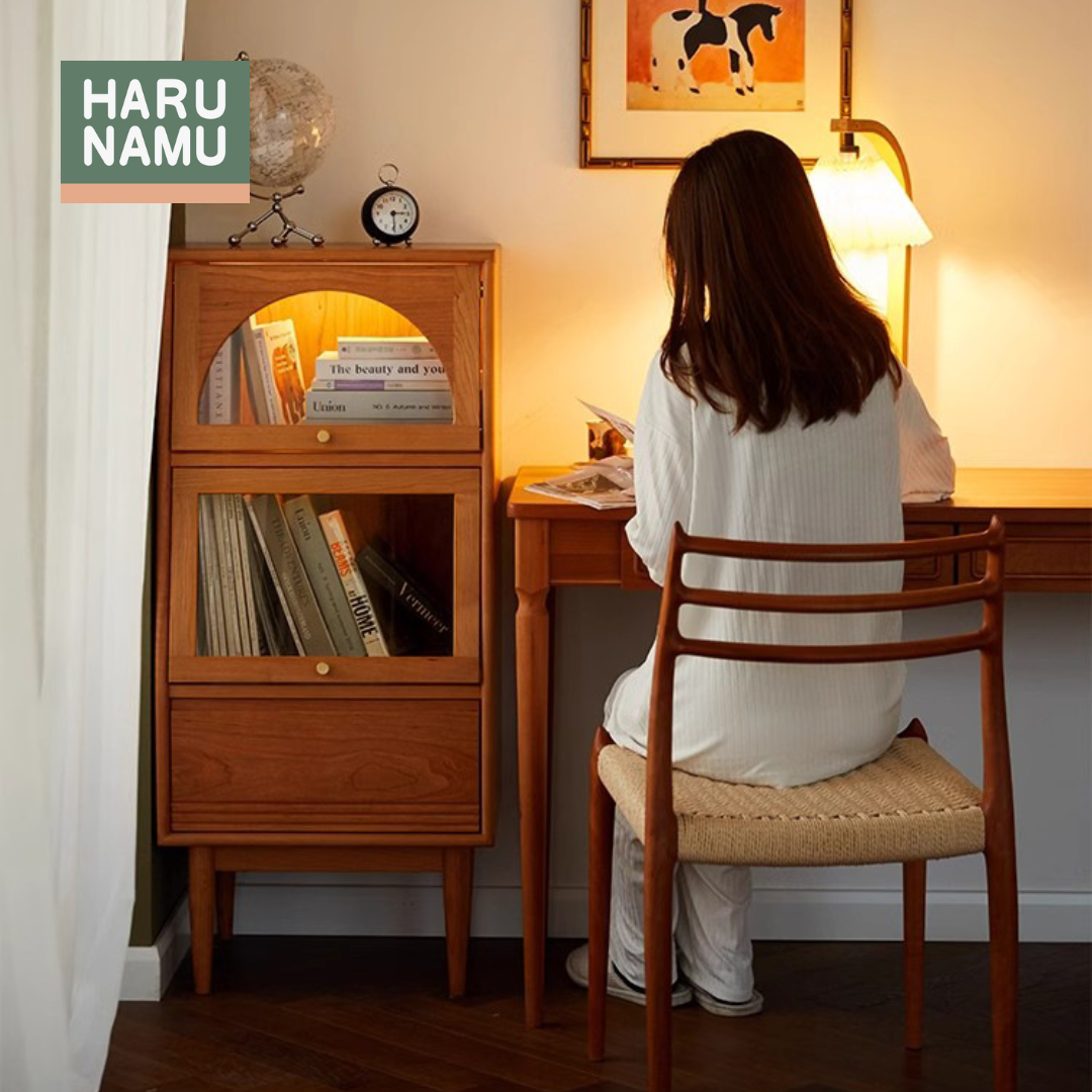 AKIKO Solid Wood LED Light Display Cabinet