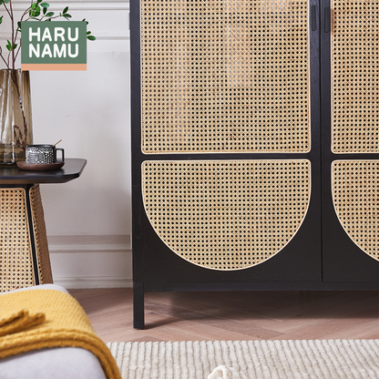IZANAMI Solid Wood Rattan Wardrobe