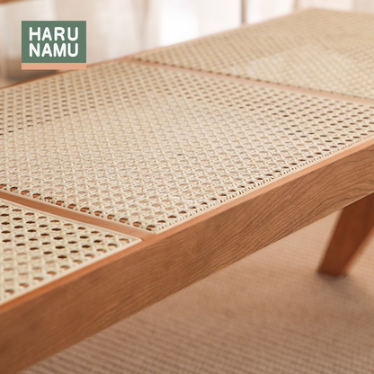 SHIZEN Solid Wood Rattan Bench