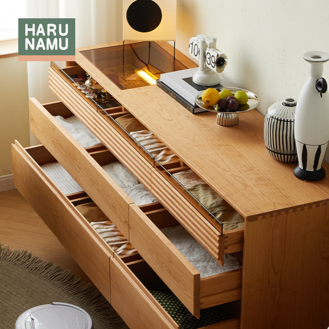 CHIAKI Solid Cherry Wood Chest of Drawers