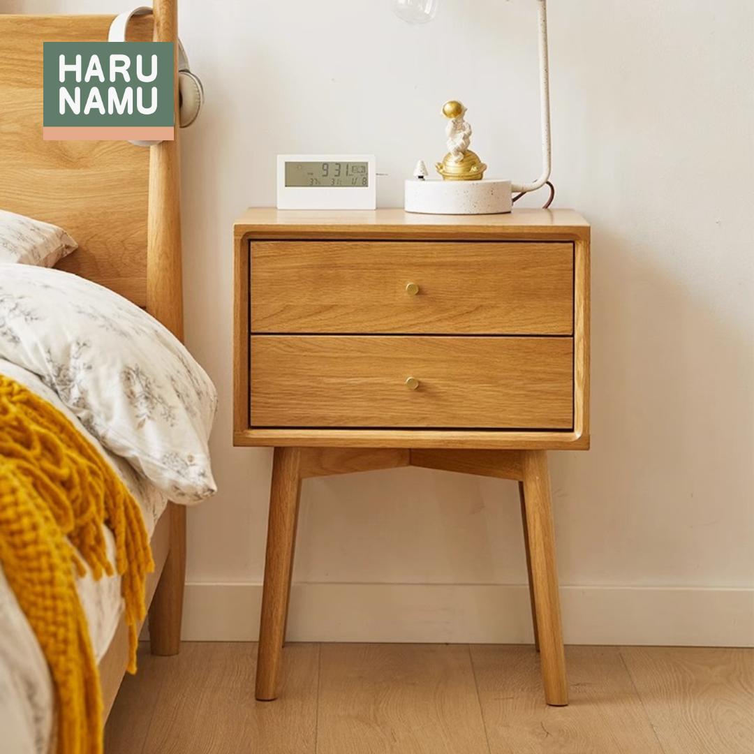 NAMERAKANA Solid Wood Bedside Table