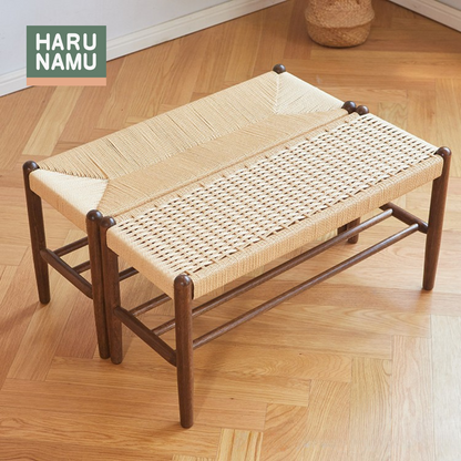 AMIKOMI Solid Wood Braided Rope Bench