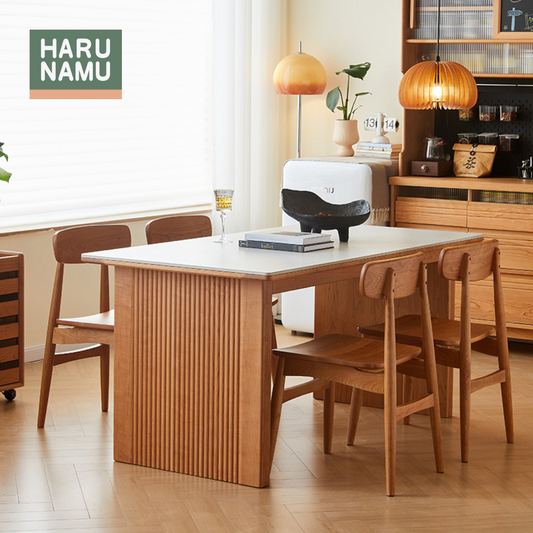 CHIZUE Solid Wood Stone Top Table