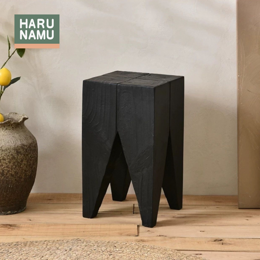IKUO Ebony Black Solid Wood Side Table