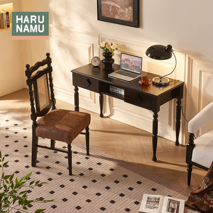 KARIN Ebony Black Solid Wood Study Table