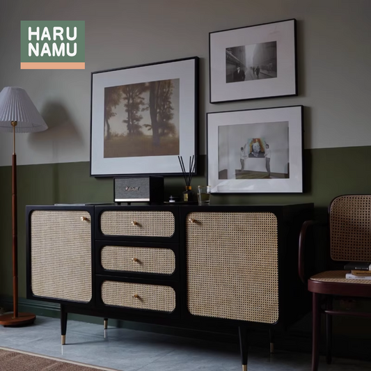 KENTA Rattan Solid Wood Sideboard