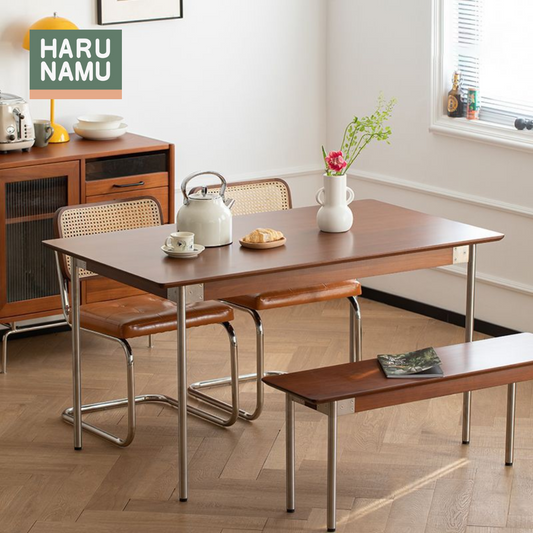 KENZO Solid Wood Stainless Steel Dining Table