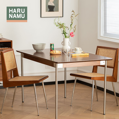 KENZO Solid Wood Stainless Steel Dining Table
