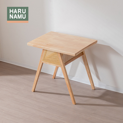 KOHARU Space-saving Solid Wood Rattan Dining Table and Chair Set