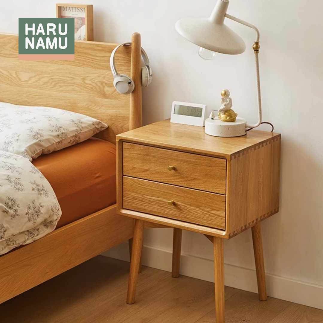 NAMERAKANA Solid Wood Bedside Table