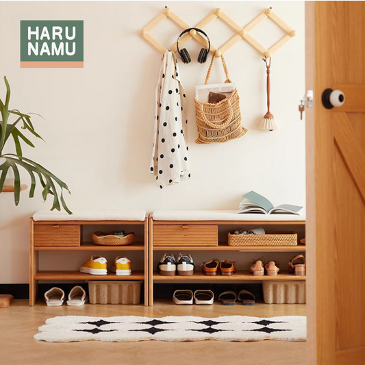SHIFUKU Solid Wood Shoe Bench