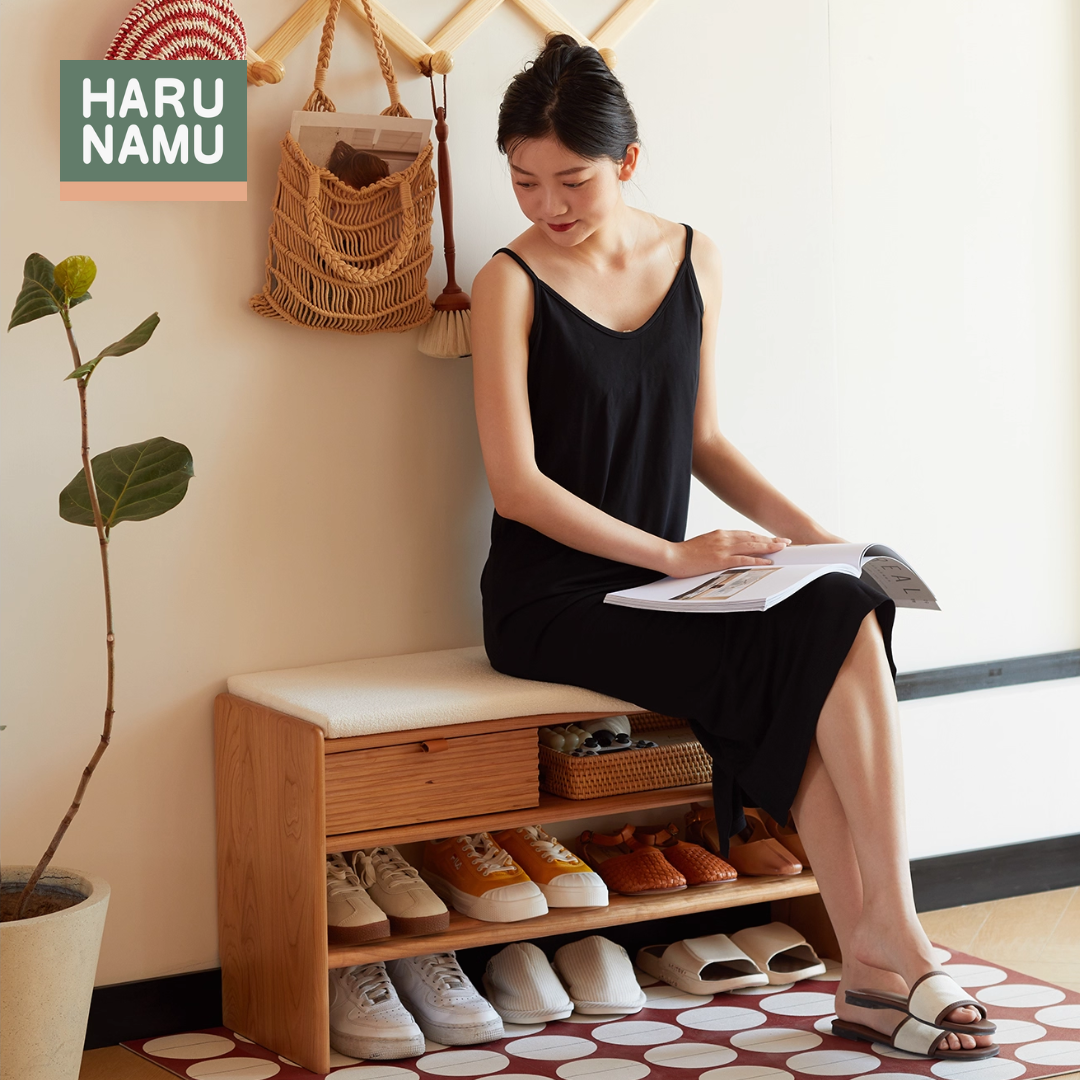 SHIFUKU Solid Wood Shoe Bench
