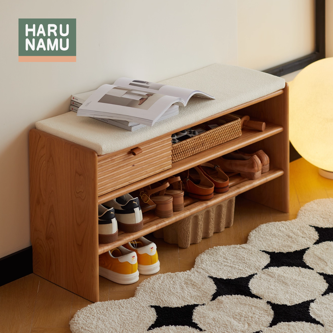 SHIFUKU Solid Wood Shoe Bench