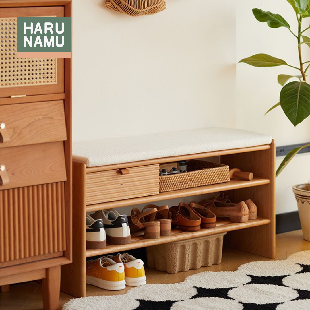SHIFUKU Solid Wood Shoe Bench