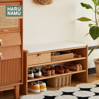 SHIFUKU Solid Wood Shoe Bench