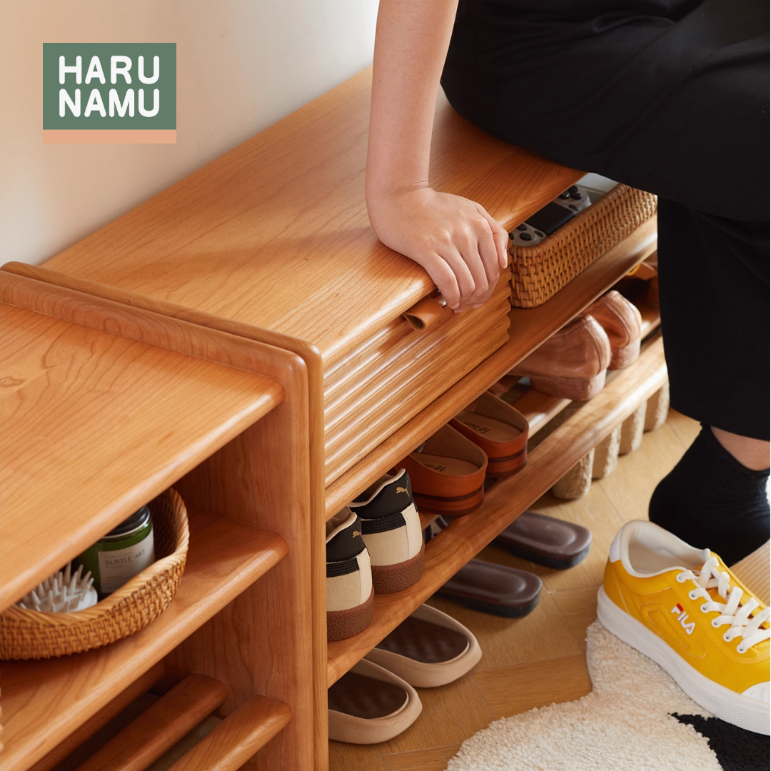 SHIFUKU Solid Wood Shoe Bench