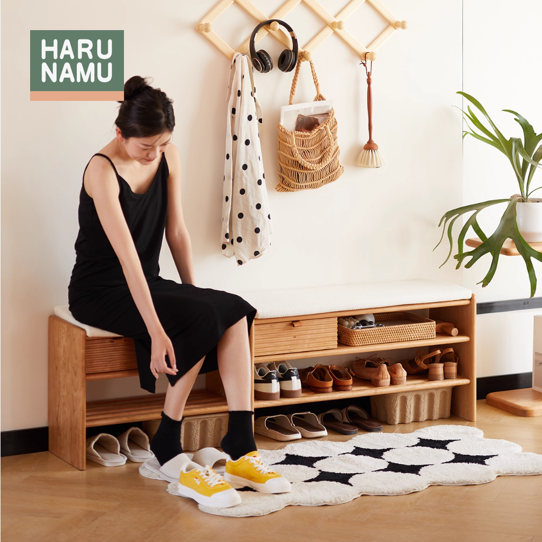 SHIFUKU Solid Wood Shoe Bench