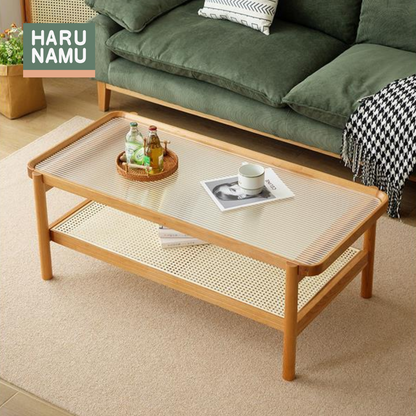 YORI Solid Wood Fluted Glass Coffee Table