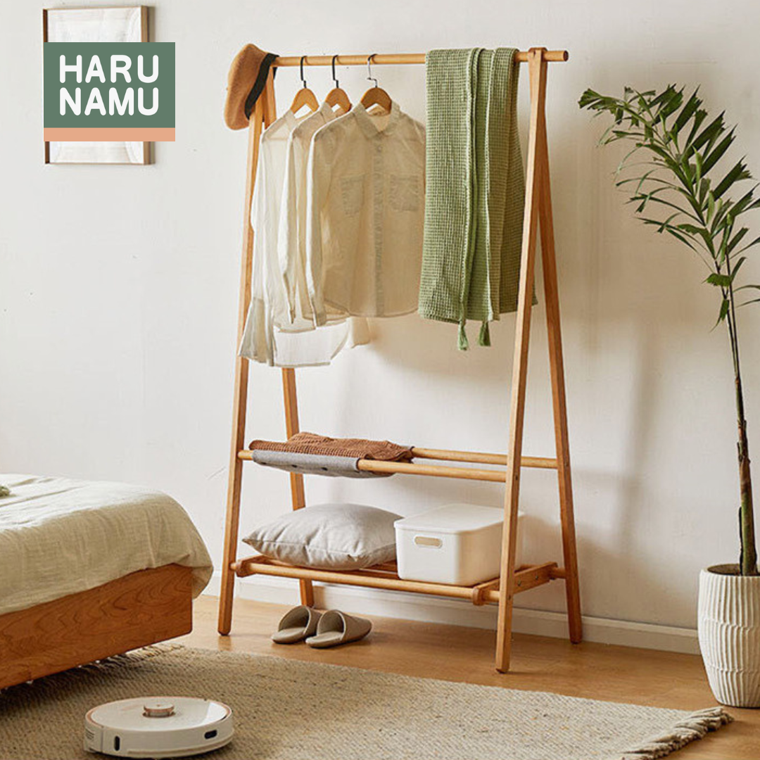 SHIZEN Solid Wood Foldable Clothes Rack
