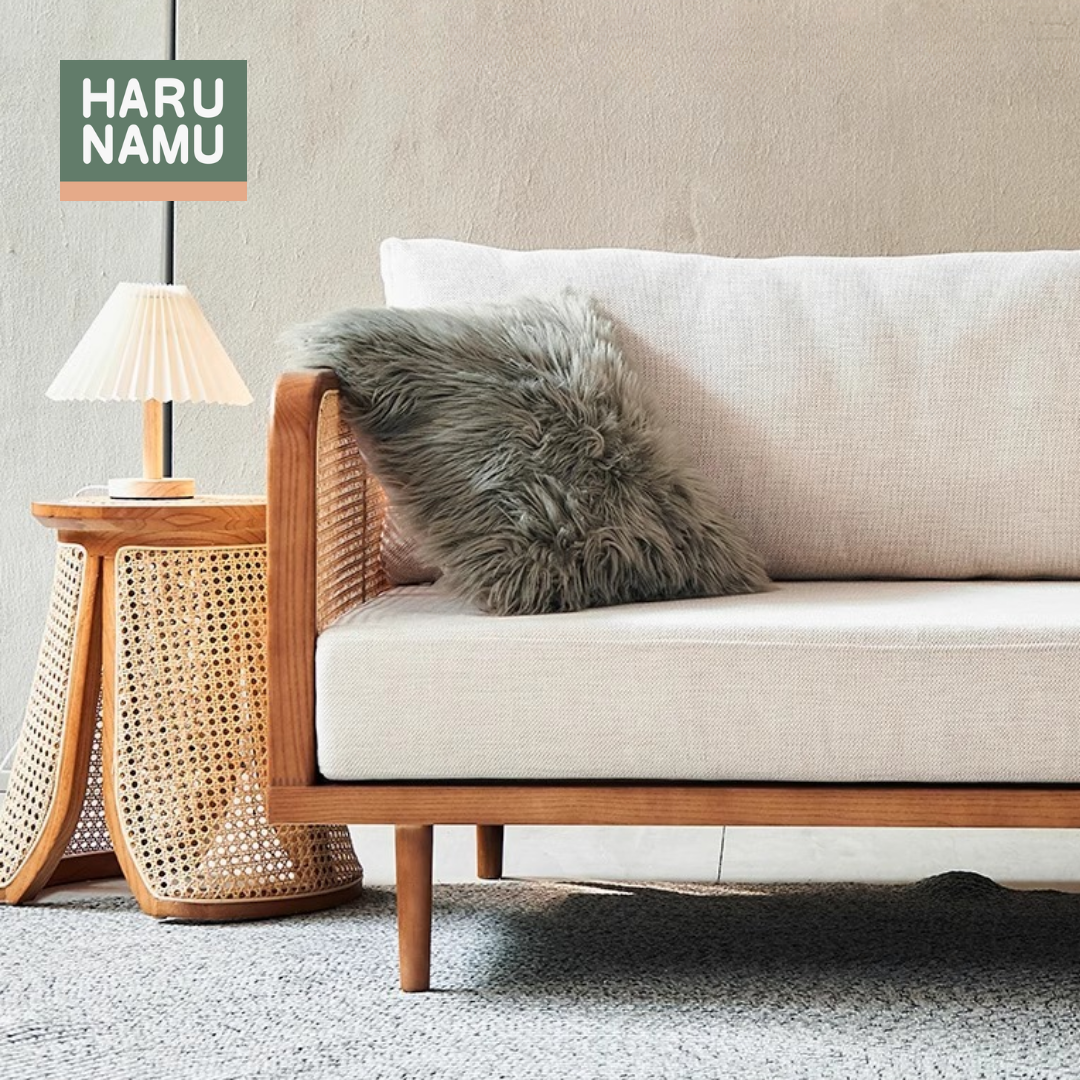 YUTAKA Solid Wood Rattan Sofa